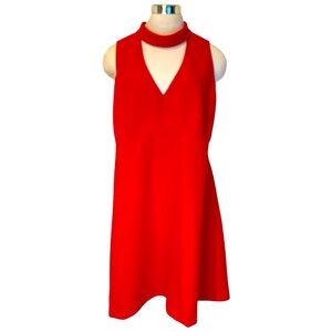 Red Sleevless Cut Out Back Fit Flare Party Dress